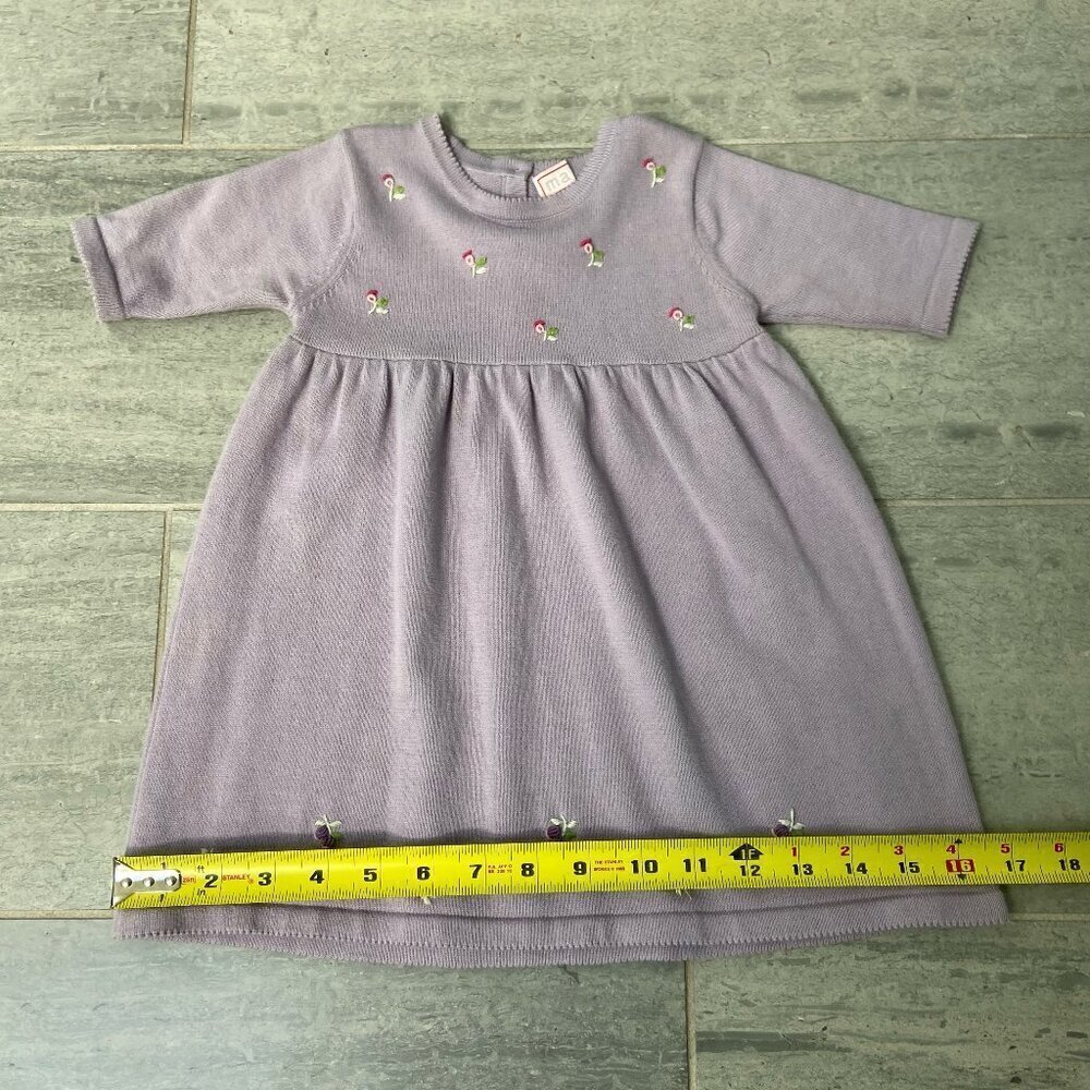 Maina A-Line Floral Embroidered Cotton Baby Dress Lavender 3-6 Months - Picture 8 of 9